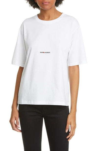 Saint Laurent Cotton T-shirt With Frontal Iconic Print In White
