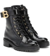 Balmain Ranger Leather Combat Boots In Black