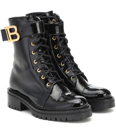 Balmain Ranger Leather Lace-up Boots In Black