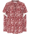 See By Chloé Ruffled Floral-print Cotton-jacquard Blouse In Red