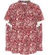 See By Chloé Ruffled Floral-print Cotton-jacquard Blouse In Red White