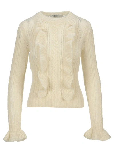 Philosophy Di Lorenzo Serafini Philosophy Ruffled Detail Knit Sweater In White