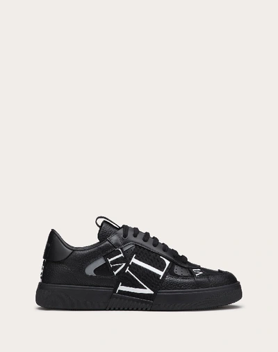 Valentino Garavani Black Calf Leather Bos Taurus Low Top Sneakers