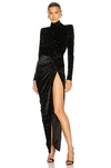 ALEXANDRE VAUTHIER SPARKING VELVET MOCK NECK GOWN,ALEF-WD146