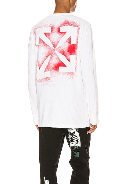 Off-white Stencil Long Sleeve Tee In White & Red