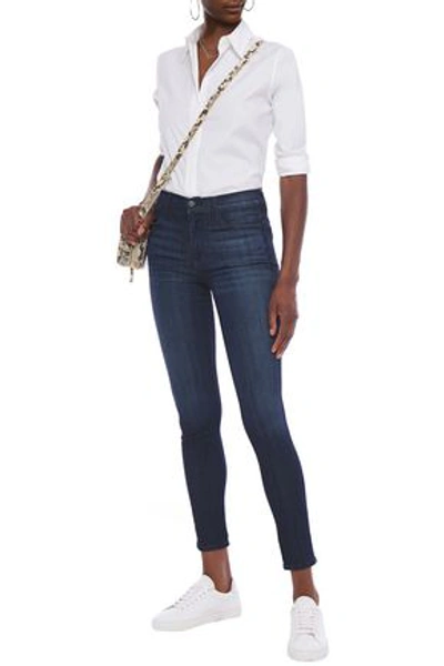 Frame Le High Skinny Faded High-rise Skinny Jeans In Dark Denim