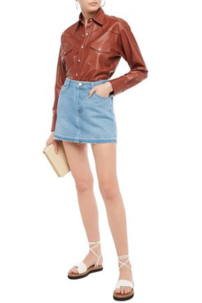 J Brand Bonny Frayed Denim Mini Skirt In Light Denim