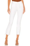 Mother Petites Lil Insider Mid Rise Crop Step Fray Jeans In Fairest Of Them All In White