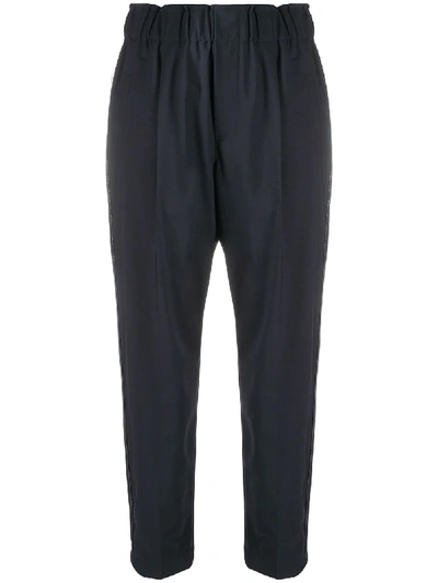 Brunello Cucinelli Stripe Detail Cropped Trousers In Blue