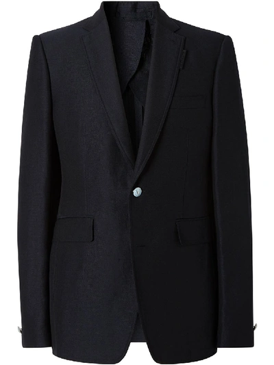 Burberry Single-breasted Tailored Blazer In Blue