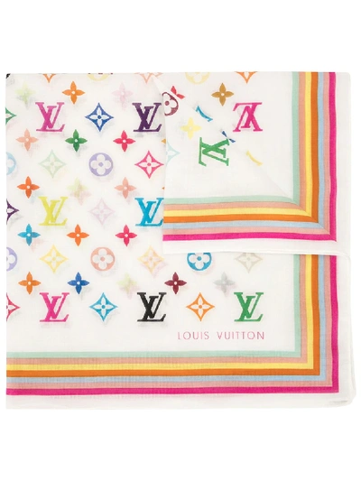 Pre-owned Louis Vuitton I Love Monogram Scarf In White