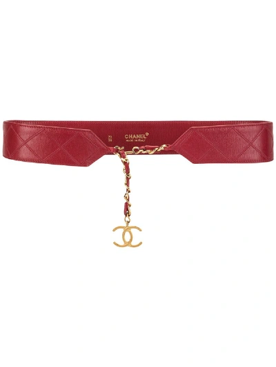 Pre-owned Chanel Quilted Cosmos Belt In Red