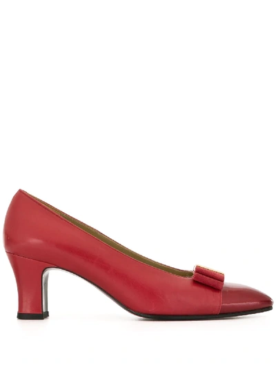 Pre-owned Saint Laurent Bow Detail Pumps In Red