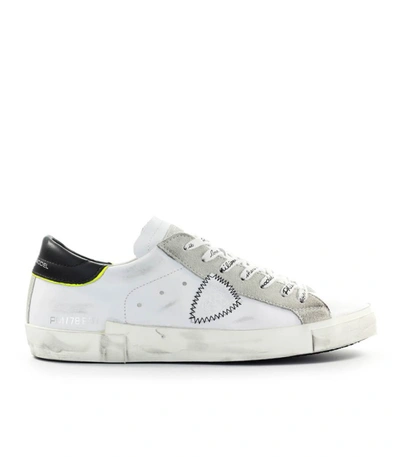 Philippe Model Parisx Sneakers In Leather With Contrasting Heel Tab In White