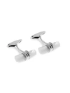 ZEGNA STERLING SILVER & MOTHER-OF-PEARL CYLINDER CUFFLINKS,0400012778274