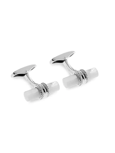 Zegna Sterling Silver & Mother-of-pearl Cylinder Cufflinks