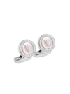ZEGNA ROUND STERLING SILVER & WHITE MOTHER-OF-PEARL SWIVEL CIRCLE CUFFLINKS,0400012779110