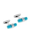 ZEGNA STERLING SILVER & TURQUOISE CYLINDER CUFFLINKS,0400012779191