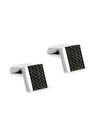 Zegna Sterling Silver & Black Agate Cufflinks