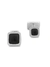 ZEGNA STERLING SILVER & ONYX DOUBLE-SIDED CUFFLINKS,0400012777740