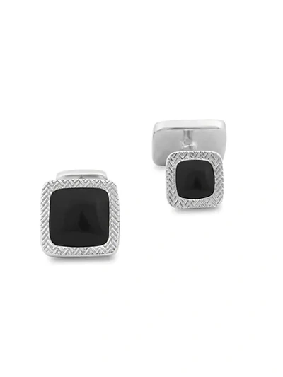 Zegna Sterling Silver & Onyx Double-sided Cufflinks