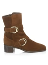 STUART WEITZMAN BRITAIN BUCKLE SUEDE ANKLE BOOTS,0400012360739