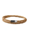 ZEGNA STERLING SILVER & BRAIDED LEATHER DOUBLE-WRAP BRACELET,0400012778720
