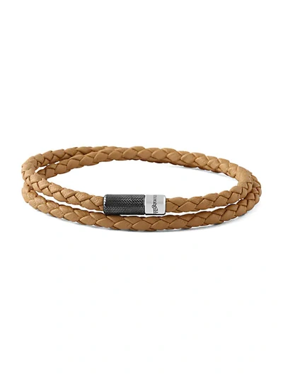 Zegna Sterling Silver & Braided Leather Double-wrap Bracelet