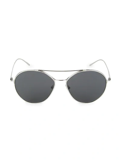 Prada 55mm Rounded Aviator Sunglasses In Silver