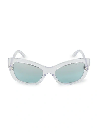 Prada 56mm Cat Eye Sunglasses In Silver Blue