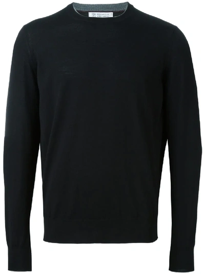 Brunello Cucinelli Crew Neck Cashmere Jumper In Ch101 Black