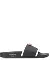 THOM BROWNE GROSGRAIN LOOP TAB POOL SLIDES