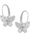 Essentials Cubic Zirconia Butterfly Drop Earring In Silver Plate, Gold Plate Or Rose Gold Plate In Silver