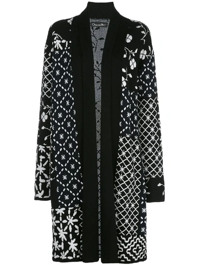 Oscar De La Renta Woodblock-printed Cardigan In Blue