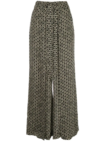 Nicholas Geometric Print Wide-leg Trousers In Black