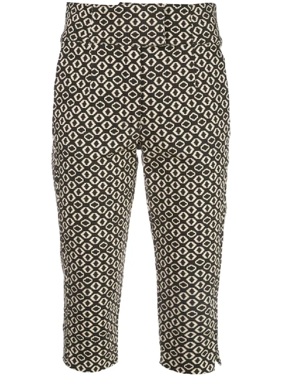 Nicholas Geometric Print Cropped Trousers In Black