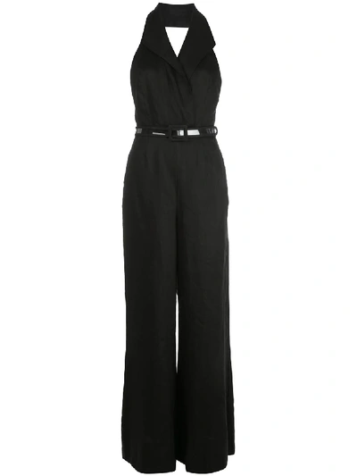 Nicholas Belted Halterneck Jumpsuit In Black