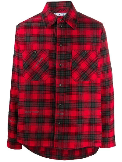Off-white Arrows Motif Checked Shirt In Red