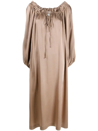 L'autre Chose Drawstring-neck Shift Dress In Neutrals