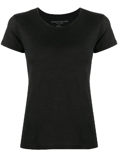 Majestic Soft Touch Short-sleeve Crewneck T-shirt In Noir