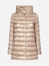 Herno Amelia Down Jacket In Beige Nylon In Light Dove Grey