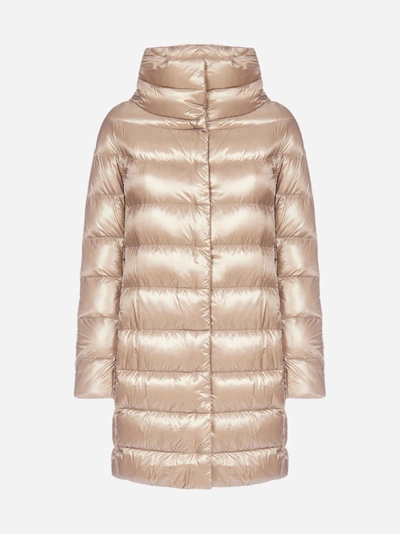 Herno Ribbed High-low Down Puffer Jacket In Nocolor