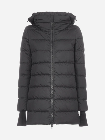 Herno A-shape Chamonix Hooded Quilted Nylon Down Jacket In Black
