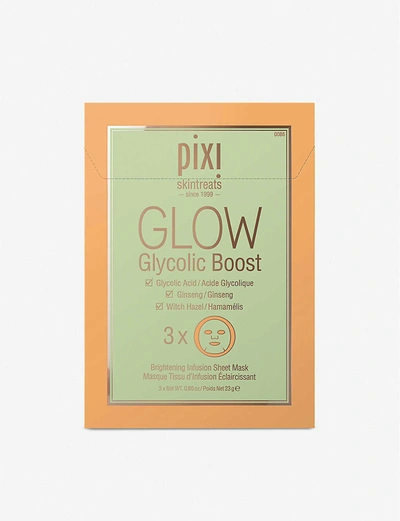 Pixi Glow Glycolic Boost Sheet Mask Pack Of Three In White