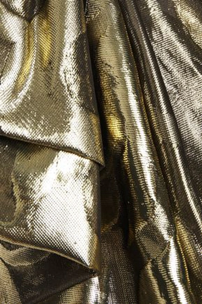 Temperley London Eda Wrap-effect Silk And Lurex-blend Jacquard Midi Dress In Gold