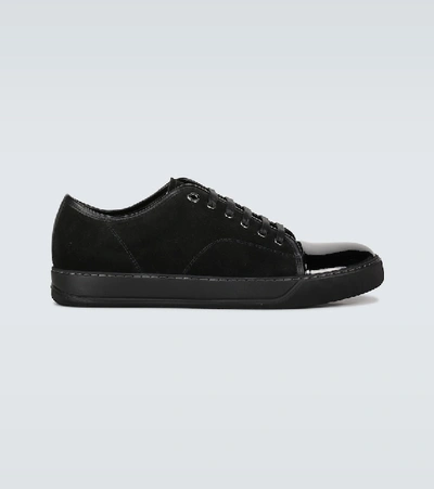 Lanvin Suede And Leather Cap-toe Sneakers In Black