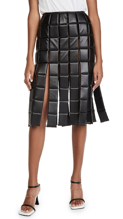 A.w.a.k.e. Vegan Leather Paneled Skirt In Black