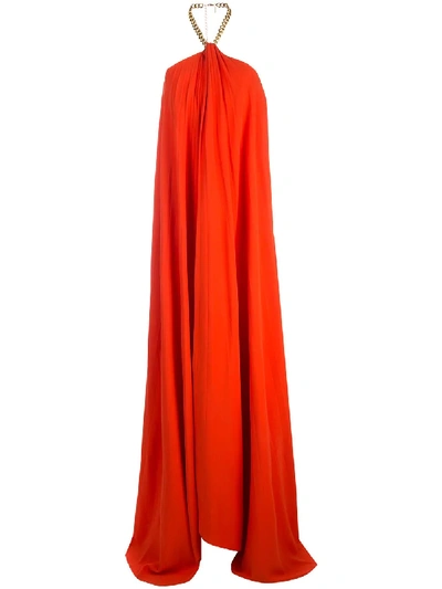 Oscar De La Renta Halterneck Gown In Red