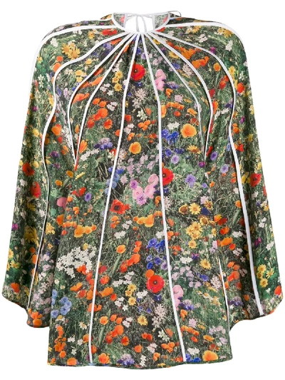 Stella Mccartney Floral Photographic Print Asymmetric Blouse In Green