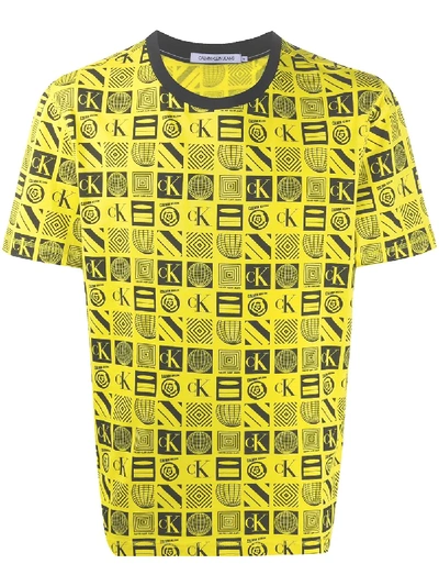 Calvin Klein Jeans Est.1978 Logo-print T-shirt In Yellow